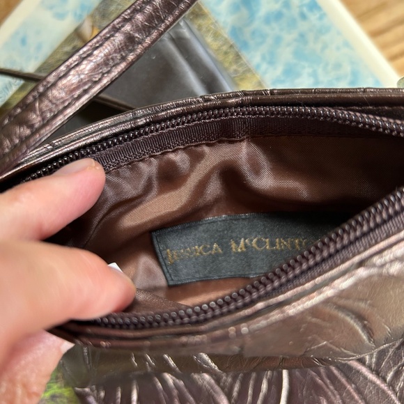 Jessica McClintock Purse Metallic Brown Small Bag Cross Body - Picture 2 of 10